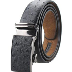 Men's Dress Leather Belt Ostrich Embossed with